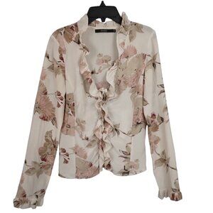 HALLHUBER Philosophy | Floral Silk Ruffle Blouse | Size 36